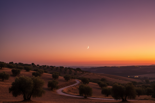 peaceful night sky gentle hues of dusk in a wam evening climate